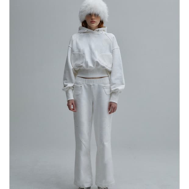 E.ZKIM 리벳 포켓 후디드 스웨트 셋업