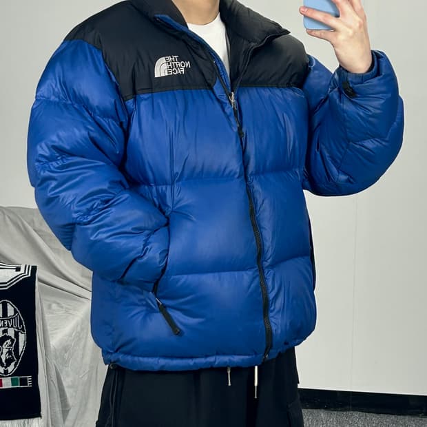노스페이스 블루 눕시 패딩 자켓 L  