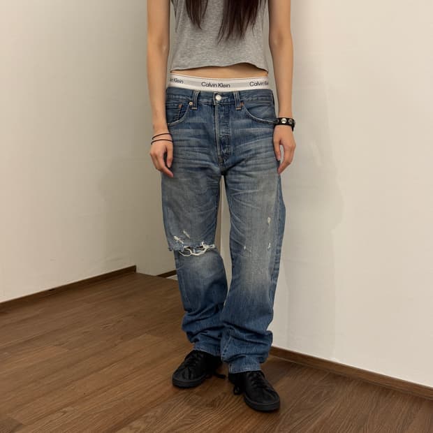00s 리바이스 501 워싱 데님 32