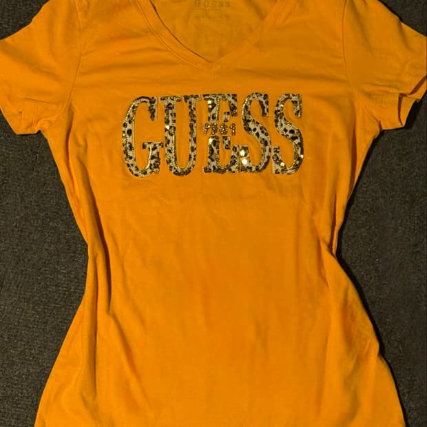 GUESS 게스 y2k 스팽글 레오파드 호피 슬림핏 반팔티