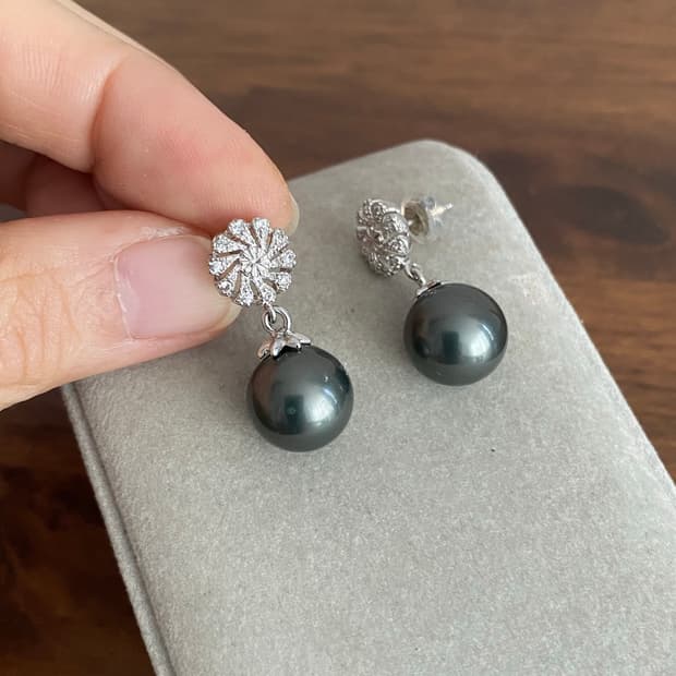 악세서리 흑진주 실버 귀걸이