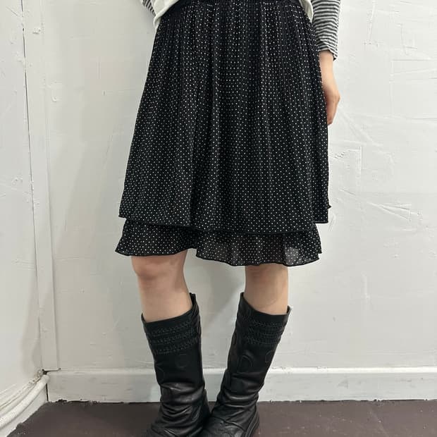 dot layered midi skirt