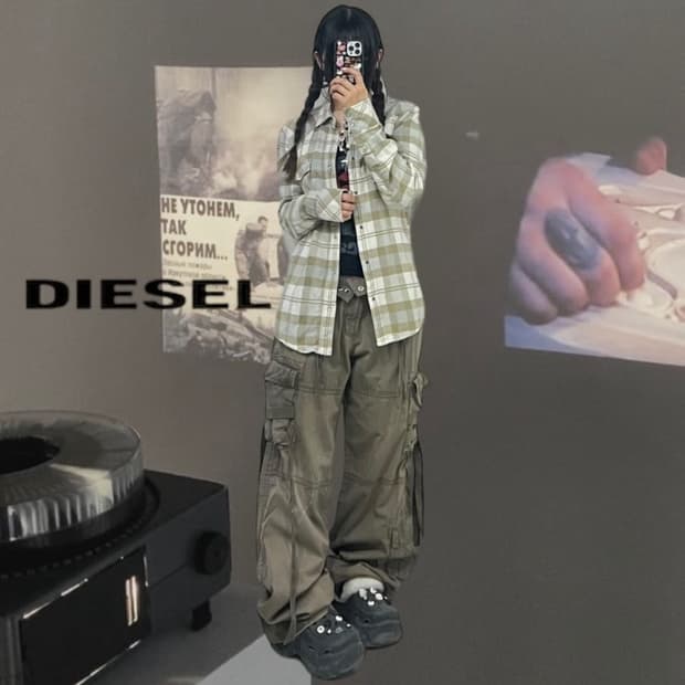 디젤 체크 셔츠