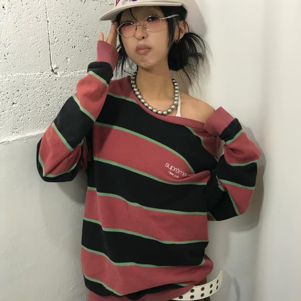 Supreme Stripe Twill Crewneck