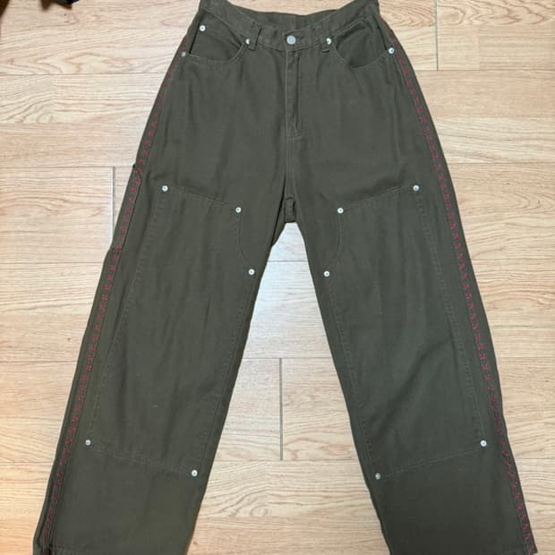(28~30size) 세미와이드핏 사이드포인트 카펜더 카키 데님팬츠
