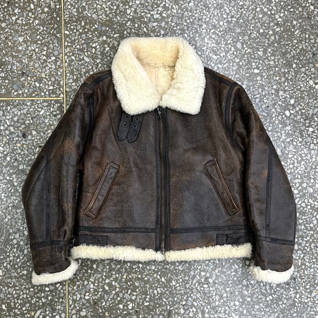 B-3 양가죽 무통 무스탕 자켓 M