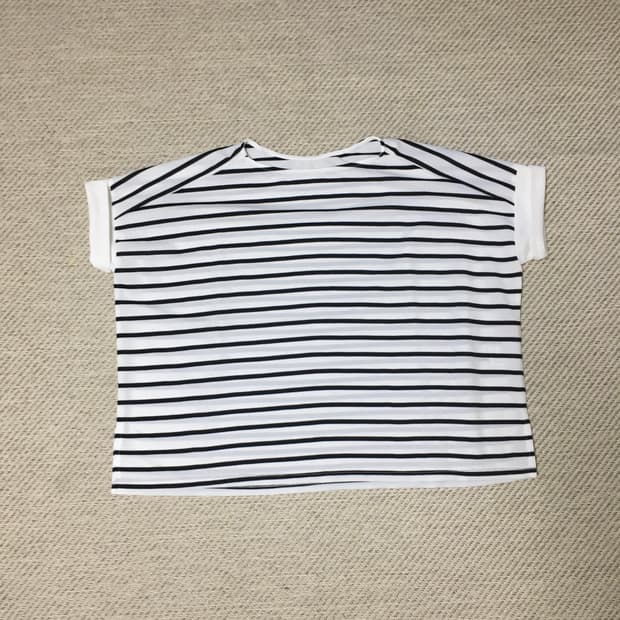 오버핏 스트라이프 반팔 티셔츠 [white / navy / gray]