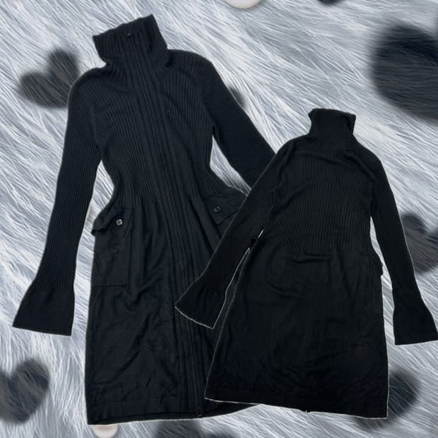 🖤지뢰계 마계 슬림 골지 원피스🖤 블랙 고스로리 공겜여주 커프