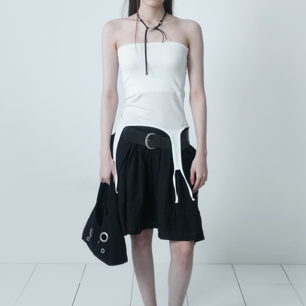 세릭 레이어드 가터 탑 스커트 화이트