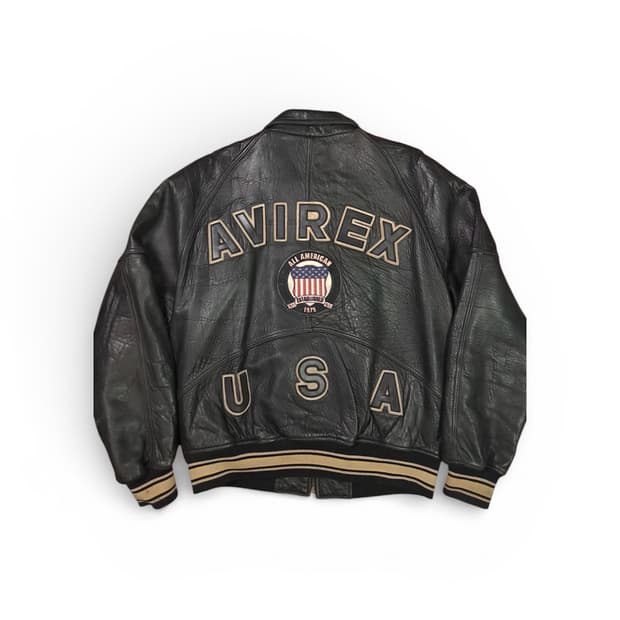 90‘s Avirex 리얼 레더 바시티 자켓 L