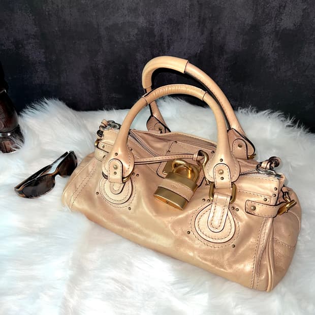 Chloe 끌로에 패딩턴 샴페인골드 레더 아카이브 자물쇠 토트백