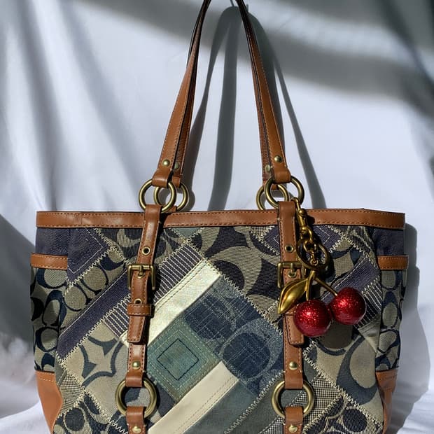희귀 💙 Coach 코치 데님 패치워크 숄더백