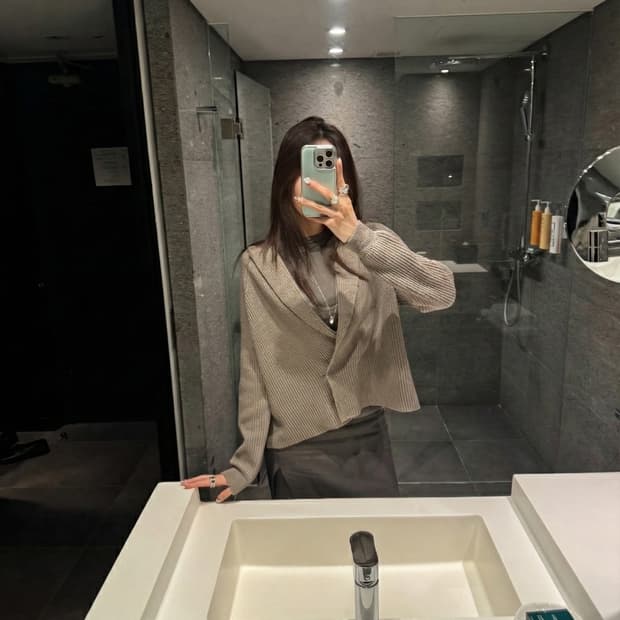 필립림 원버튼 가디건 M