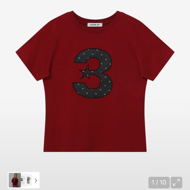 바우프 도트 슬림핏 티셔츠 [레드]