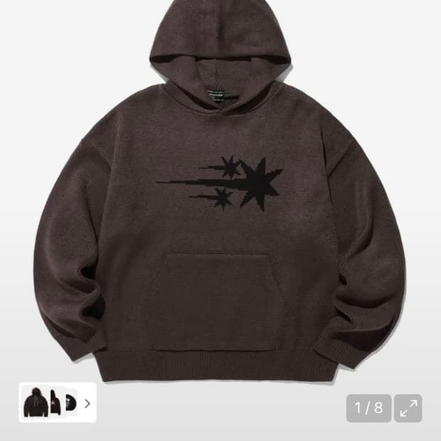 [M]나이스고스트클럽 쓰리 스타즈 로고 니트 후디_브라운