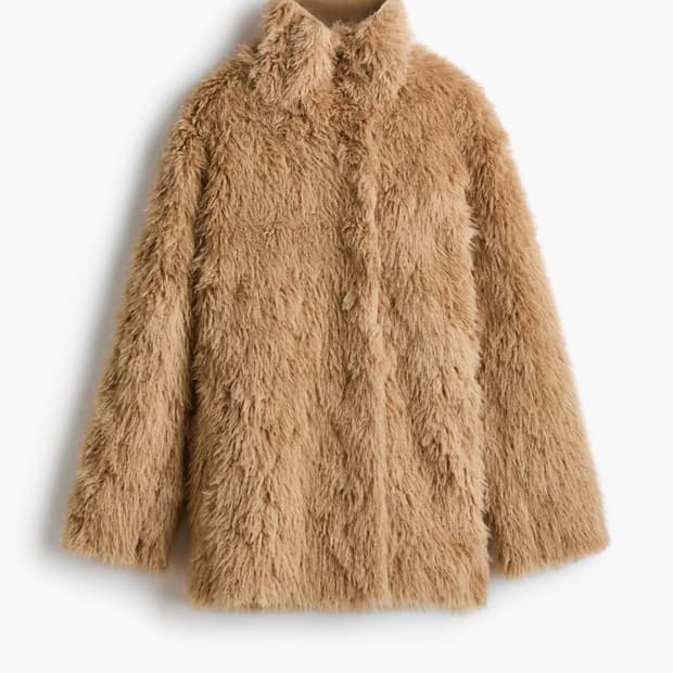 H&M 하이넥 퍼 코트