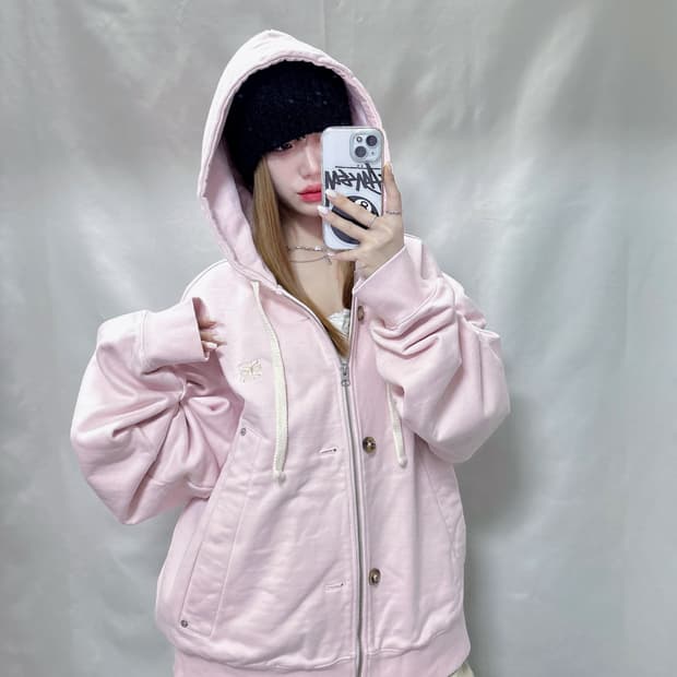 세터 뮤트핑크 투웨이 후드집업 