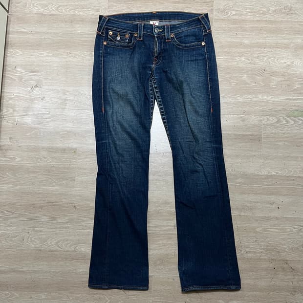 트루릴리전 여성 유스티치 부츠컷 워싱 데님 청바지 [진청] 30