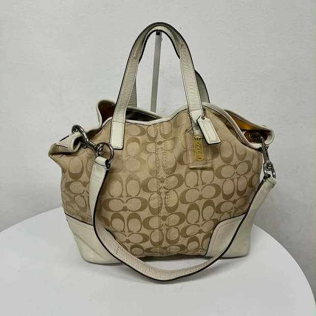 코치 시그니처 캔버스 투웨이 쇼퍼 숄더백 토트백