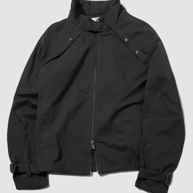 플레이스 스튜디오 하이넥 스탠다드 스트랩 비조 포인트 블루종 집업 자켓 