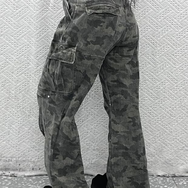 아반 빈티지 밀리터리 카모플라주 코튼팬츠 면바지 XS C09104