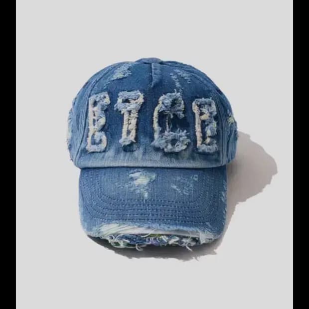 이티씨이 DESTROYED LOGO DENIMCAP