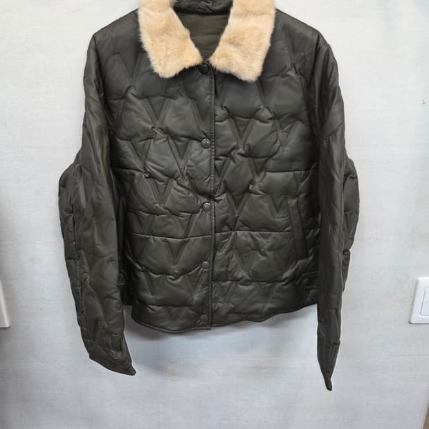 Dejanu 천연밍크 퍼 카라 레더 덕다운 퀄팅 자켓 88
