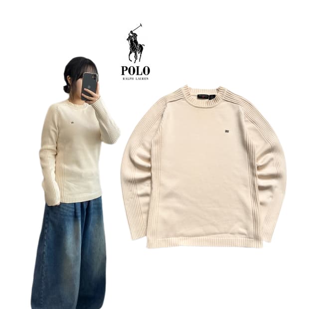 폴로 성조기 스몰로고 니트