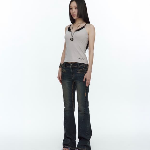 러프넥 Bold Stich BootCut Denim Blue 부츠컷 데님