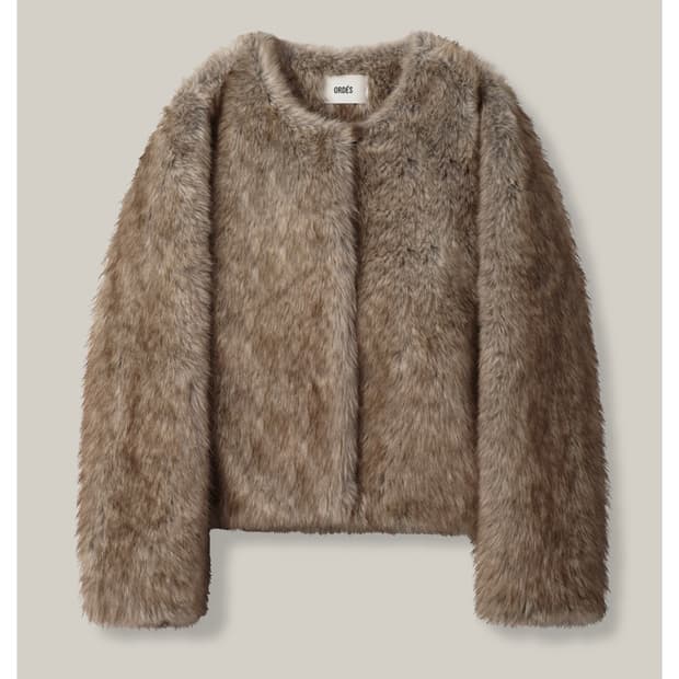 오데스 아멜리아 퍼 자켓 베이지