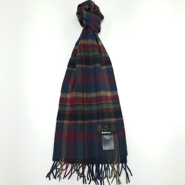 MX241 바버 퍼플 로얄 타탄체크 램스울 캐시미어 목도리 머플러