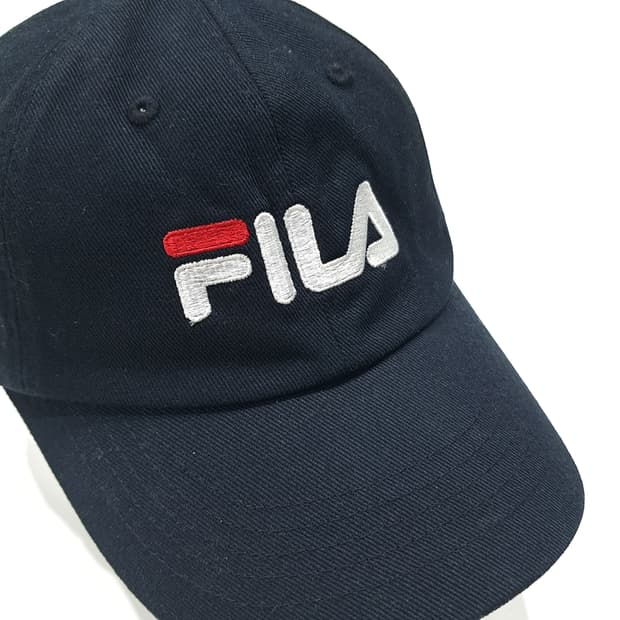 필라 한국판 2018 블랙 빅 로고 자수 코튼 볼캡 P2057