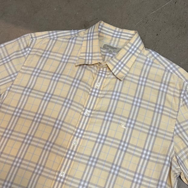 L 버버리 옐로우 노바체크 반팔 셔츠