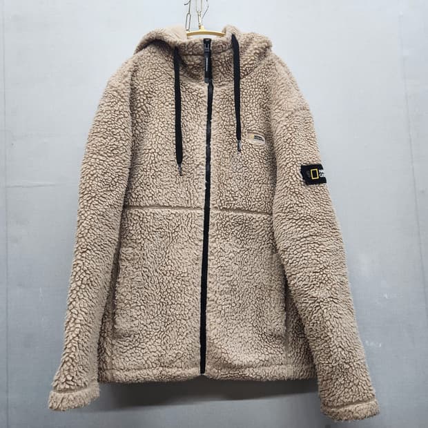 내셔널지오그래픽 후리스 와펜로고 풀 후드집업 XL