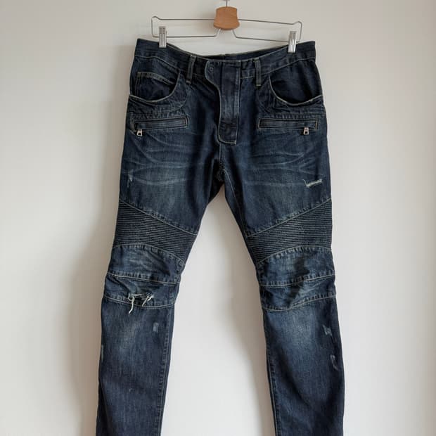 발망(BALMAIN) 바이커 데님 팬츠(ITALY, LAMPO ZIP)