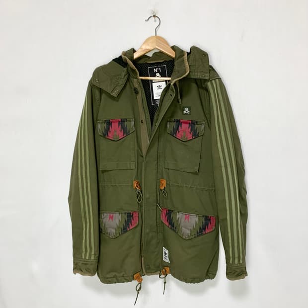 아디다스X네이버후드 콜라보 삼선 빈티지 후드 야상자켓 00s 105