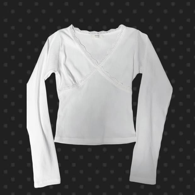 발레코어 레이스 화이트 긴팔티 니트