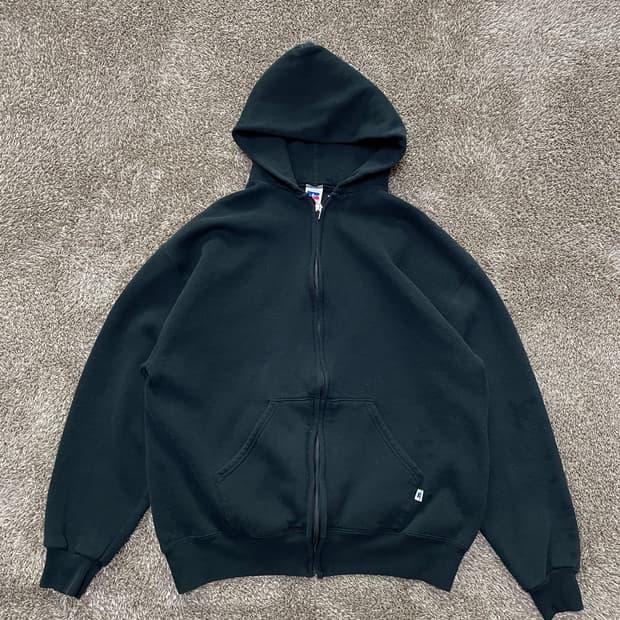90s russell athletic hoodie zip BLK