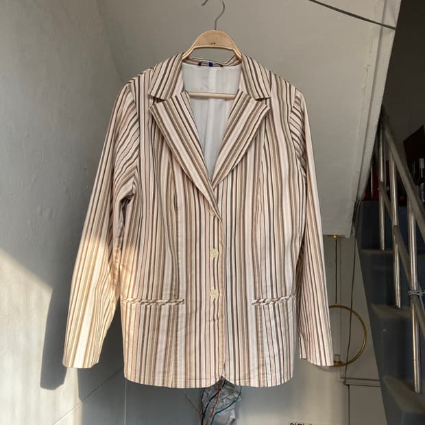 코튼100% 빈티지 스트라이프 자켓
