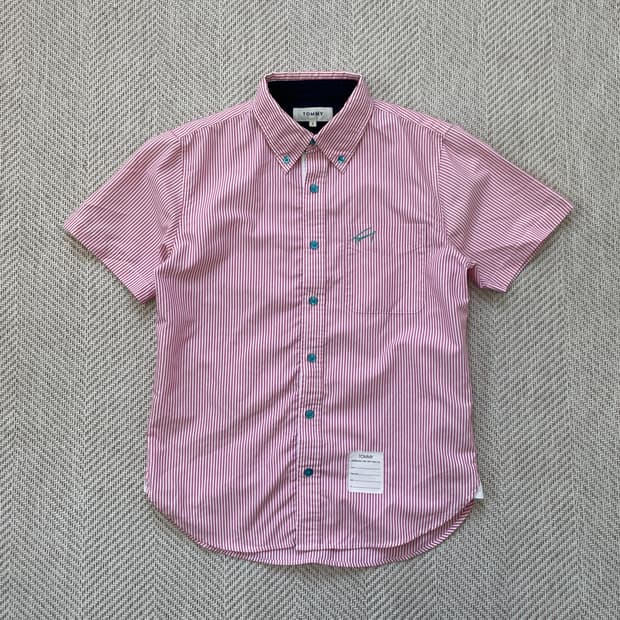 Tommy 타미힐피거 핑크 스트라이프 반팔 셔츠 
