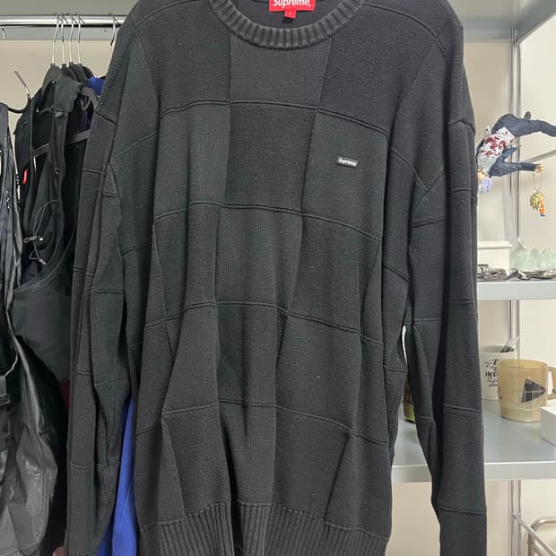 슈프림 토날 체커보드 스몰 박스 스웨터 블랙-21SS