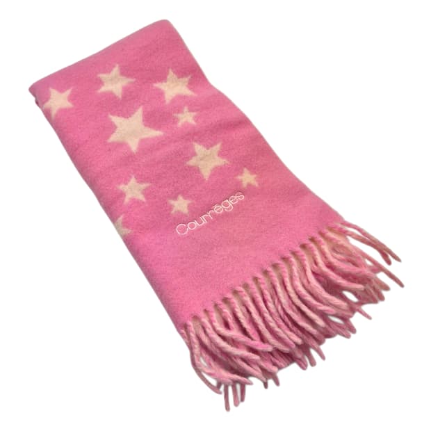 90s 꾸레쥬 핑크 스타 앙고라 울 머플러