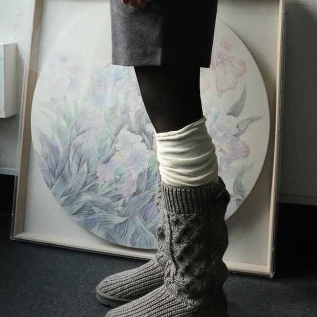 어그 케이블 니트 부츠 