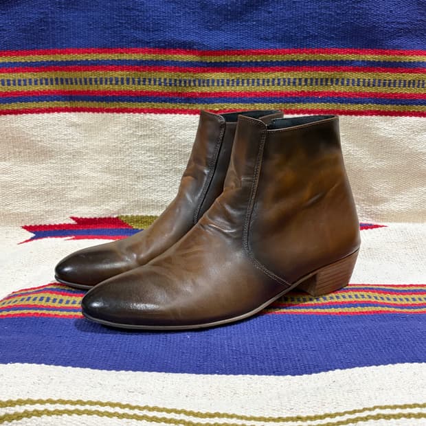 Western side zip brown boots / 웨스턴 가죽 부츠