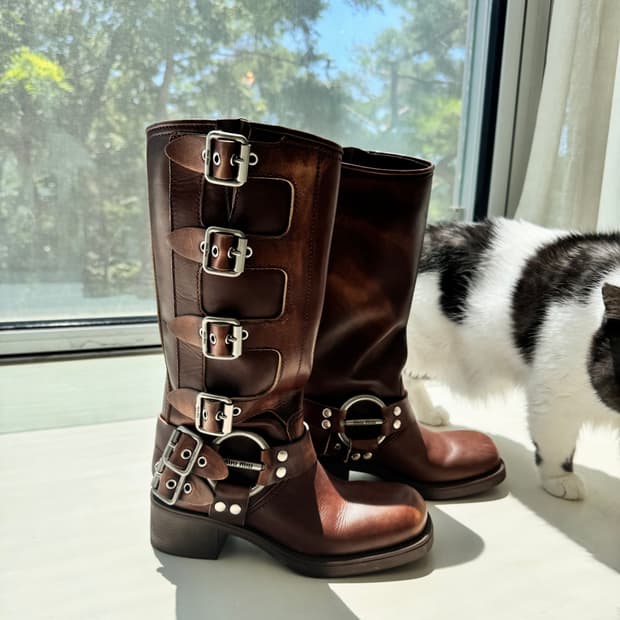 미우미우 라이더부츠 브라운 37.5 