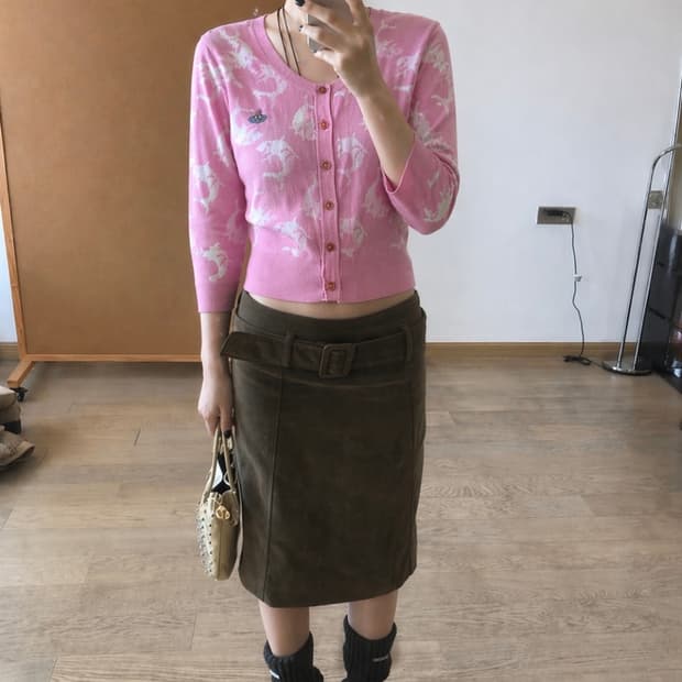 비비엔 웨스트우드 7부 소매 핑크 카디건 