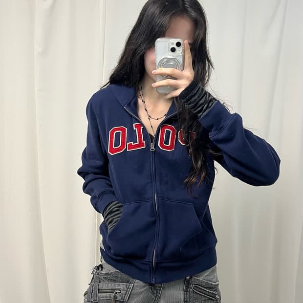 Polo Navy Hoodie Zip-up