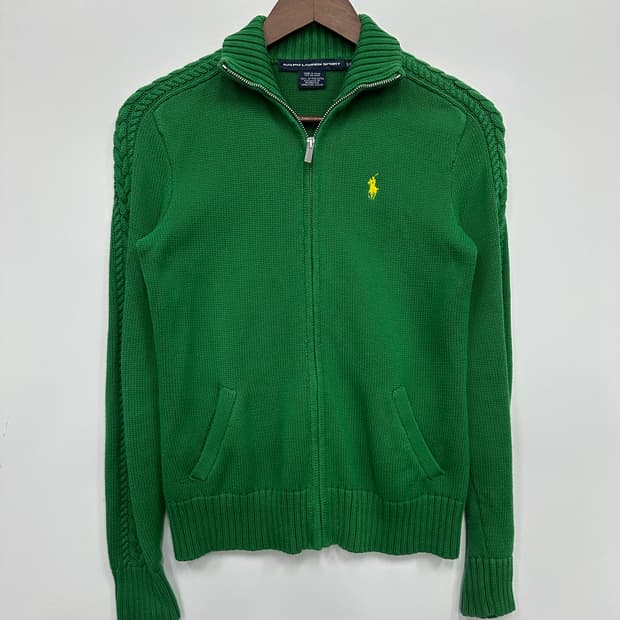 폴로 그린 니트 집업 