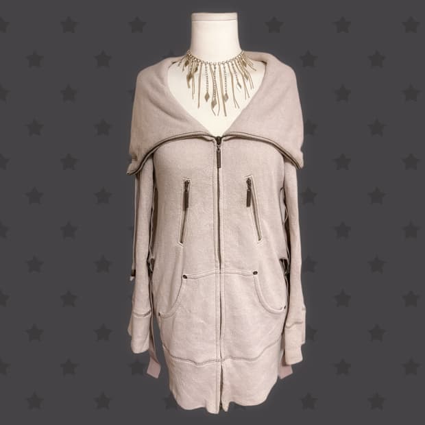 오네갸루 핀터깔 넥카라 포인트 버클 디테일 투웨이 미니 집업 원피스