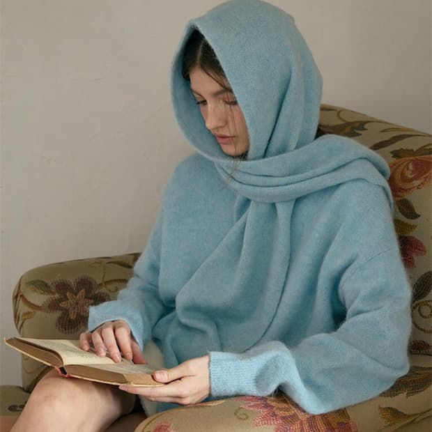 졸리앙볼 알파카 울 머플러 블루 새상품 (109000원)